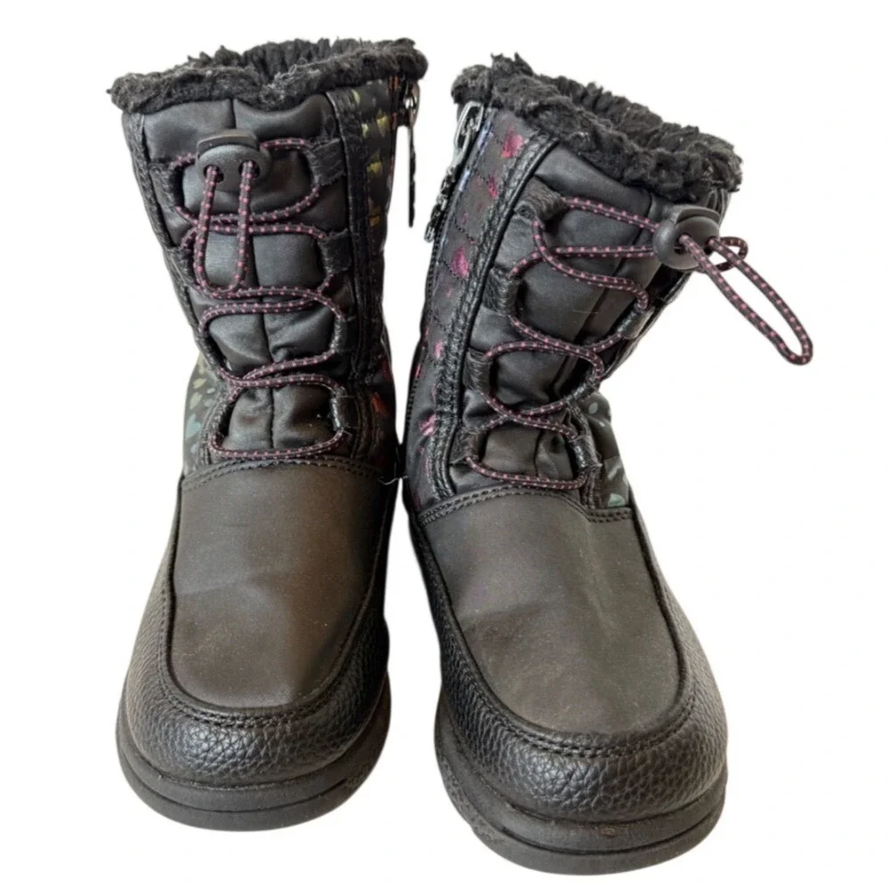 Totes Toddler Kids Renee Boot Black Rainbow Hearts Waterproof Winter Size 10M